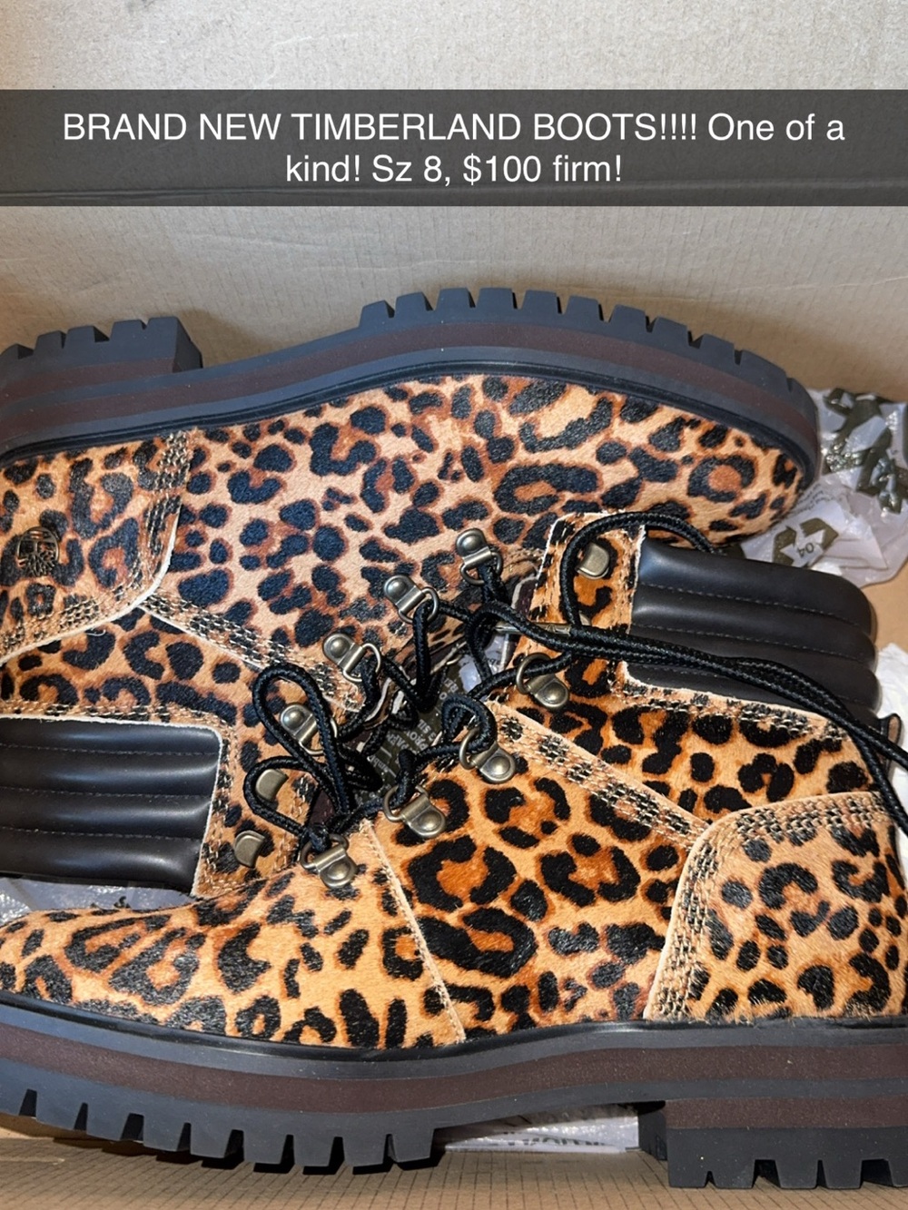 Timberland Women’s Animal Print Black Lug Sole Boot